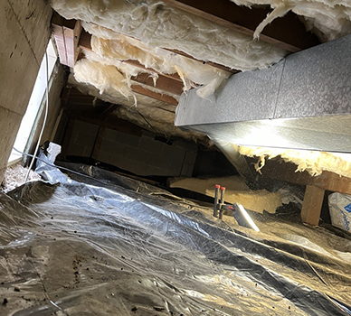 Insulated Crawl Space with vapor barrier