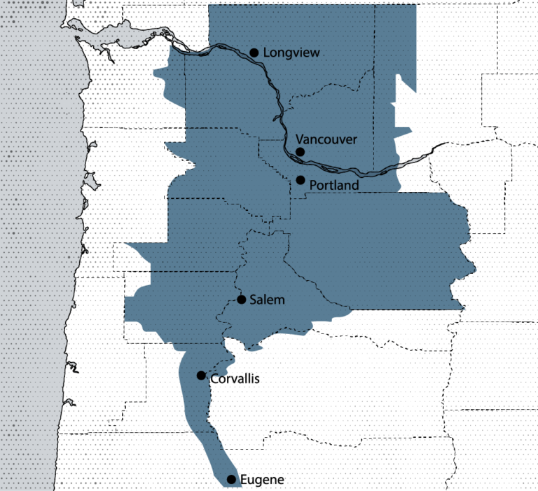 map of Portland insulation service area
